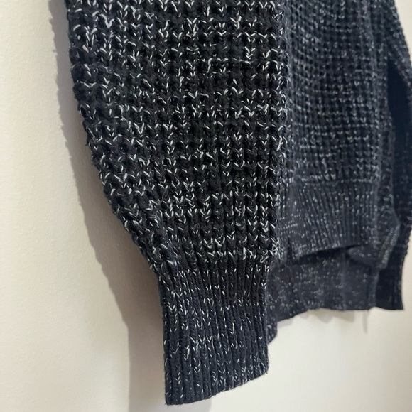 Roots Chunky Knit Mock Neck Sweater Marled Black Gray Cozy Pullover oversized XS - Picture 6 of 11